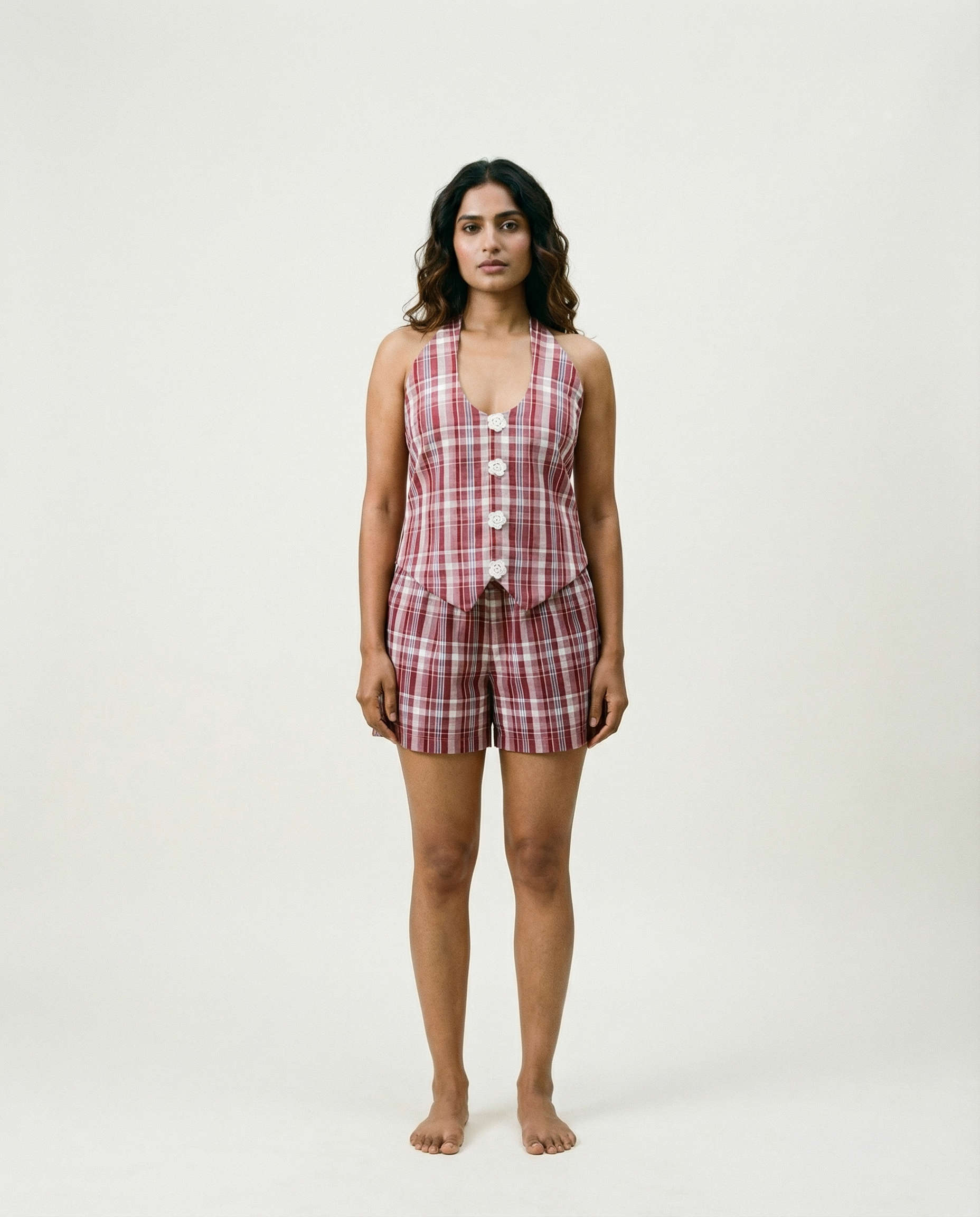 Starlit Shorts Pink Tartan