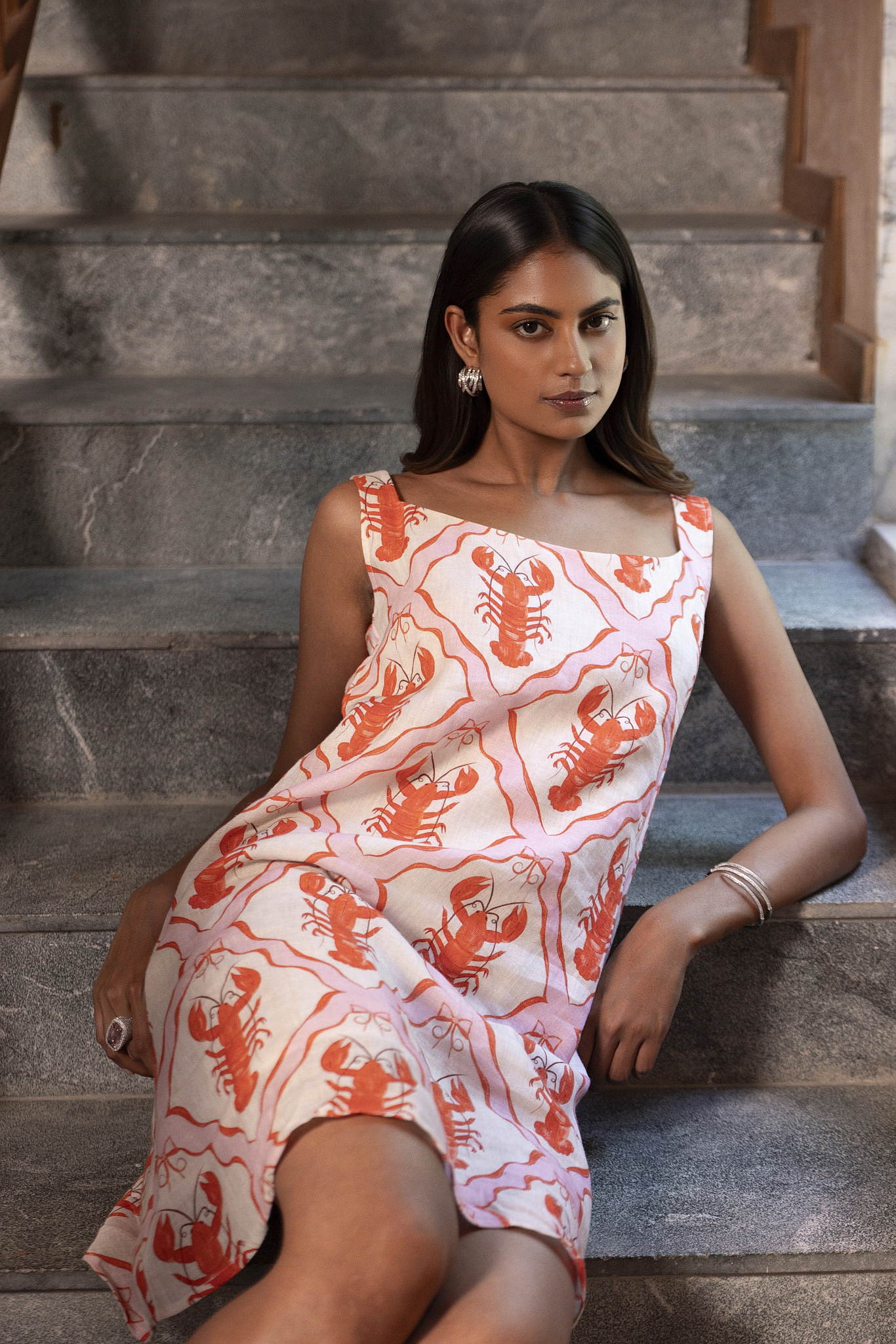 Lila Dress Coral Lobster
