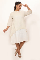 Sarah Dress Neutral Fil-à-fil