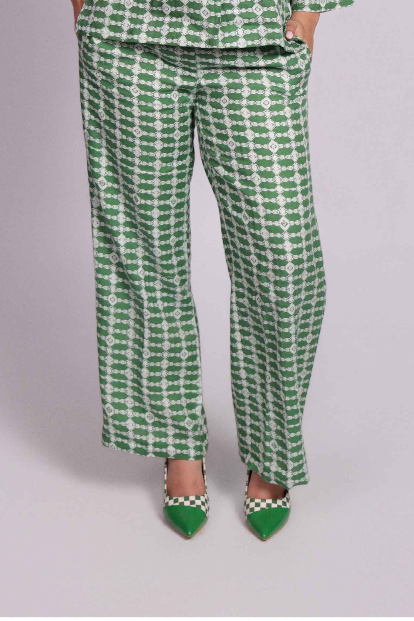 Aster Pants Green Trellis