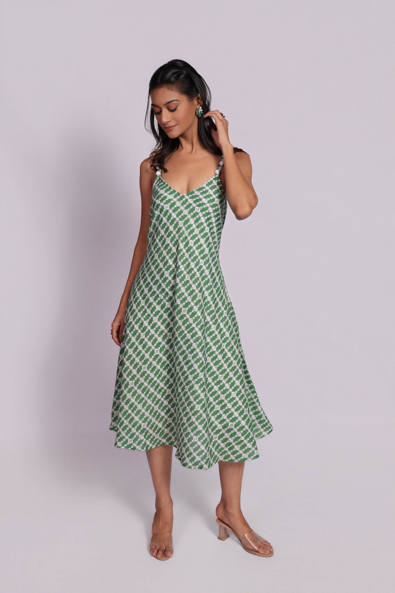 Siesta Dress Green Trellis