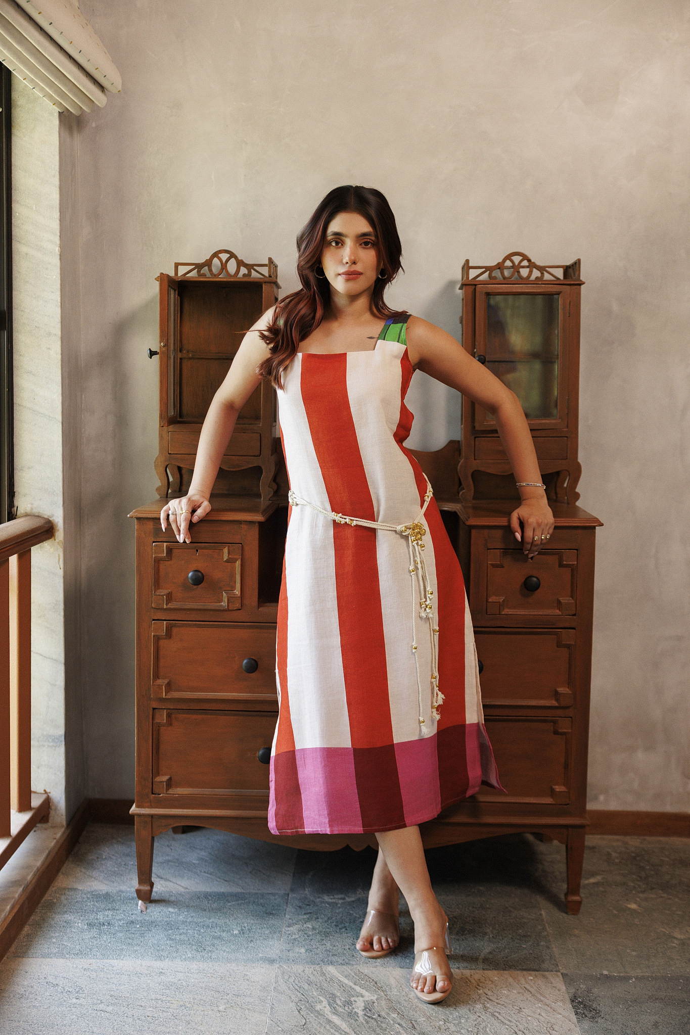 Chios Dress Sunset Stripes
