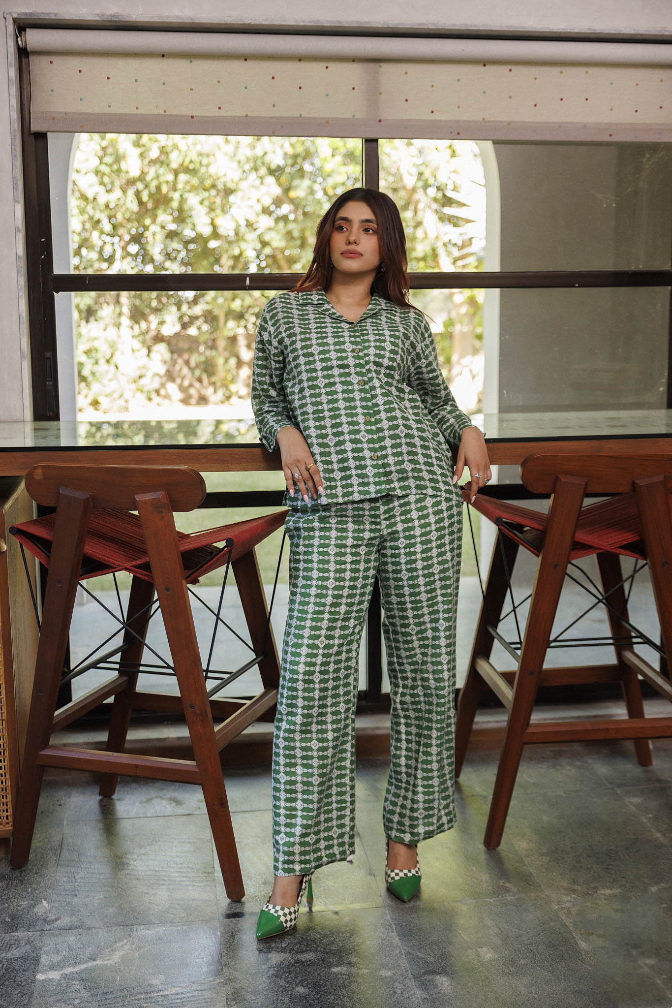 Vara Shirt Green Trellis