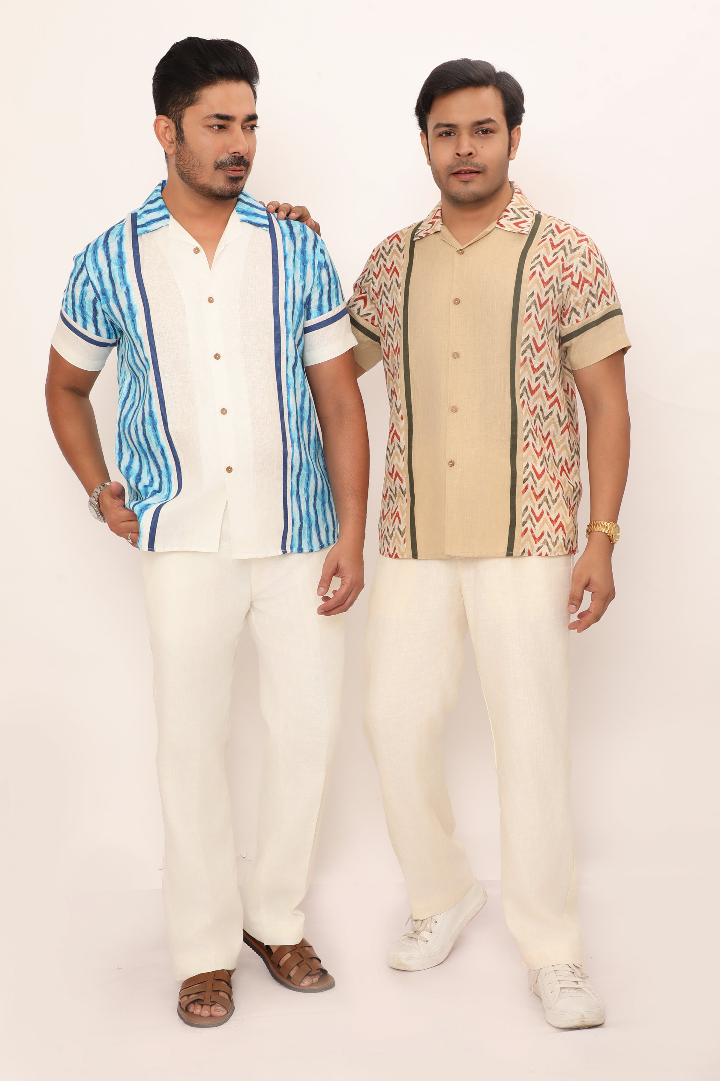 Nolan Shirt Chevron Beige