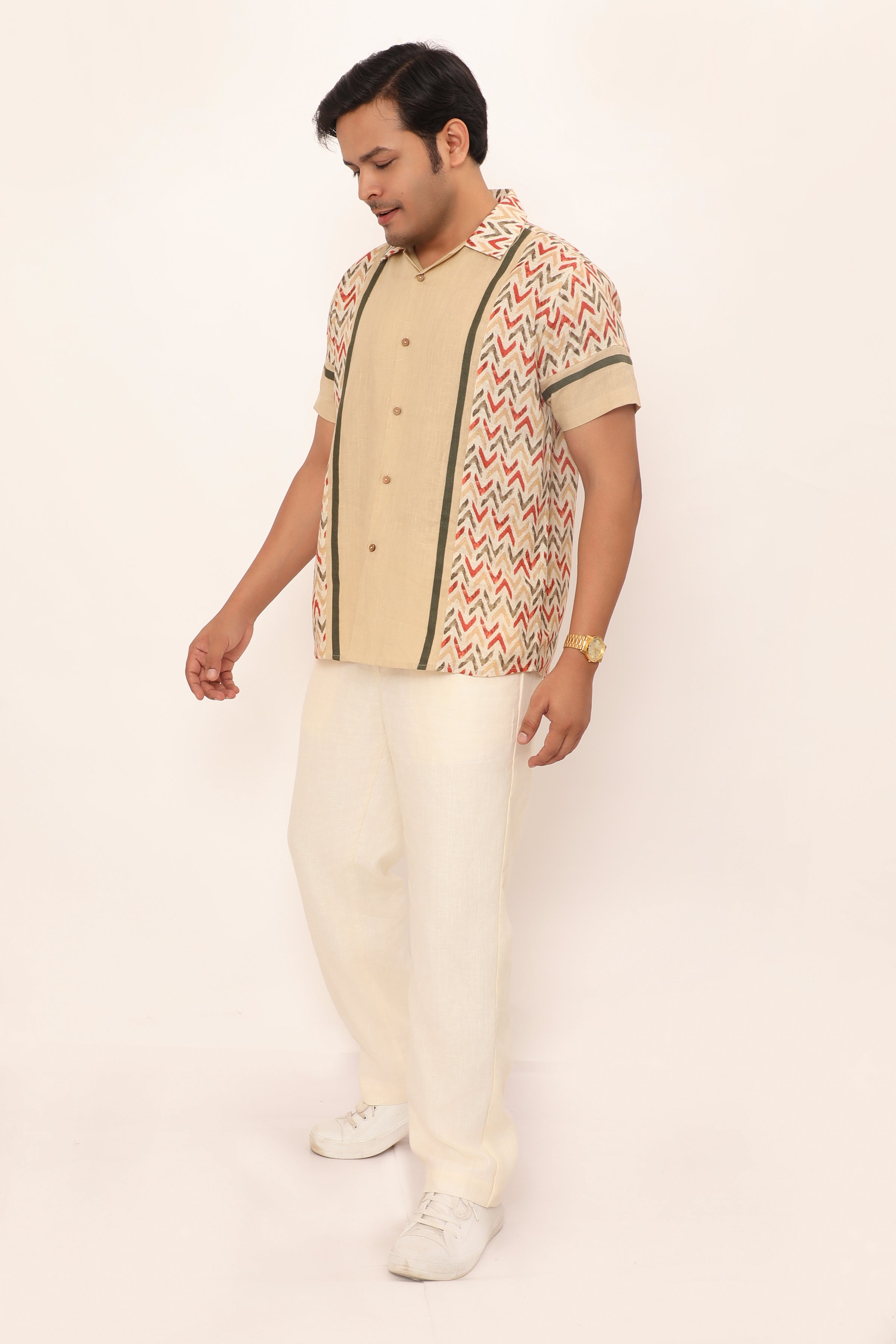 Nolan Shirt Chevron Beige