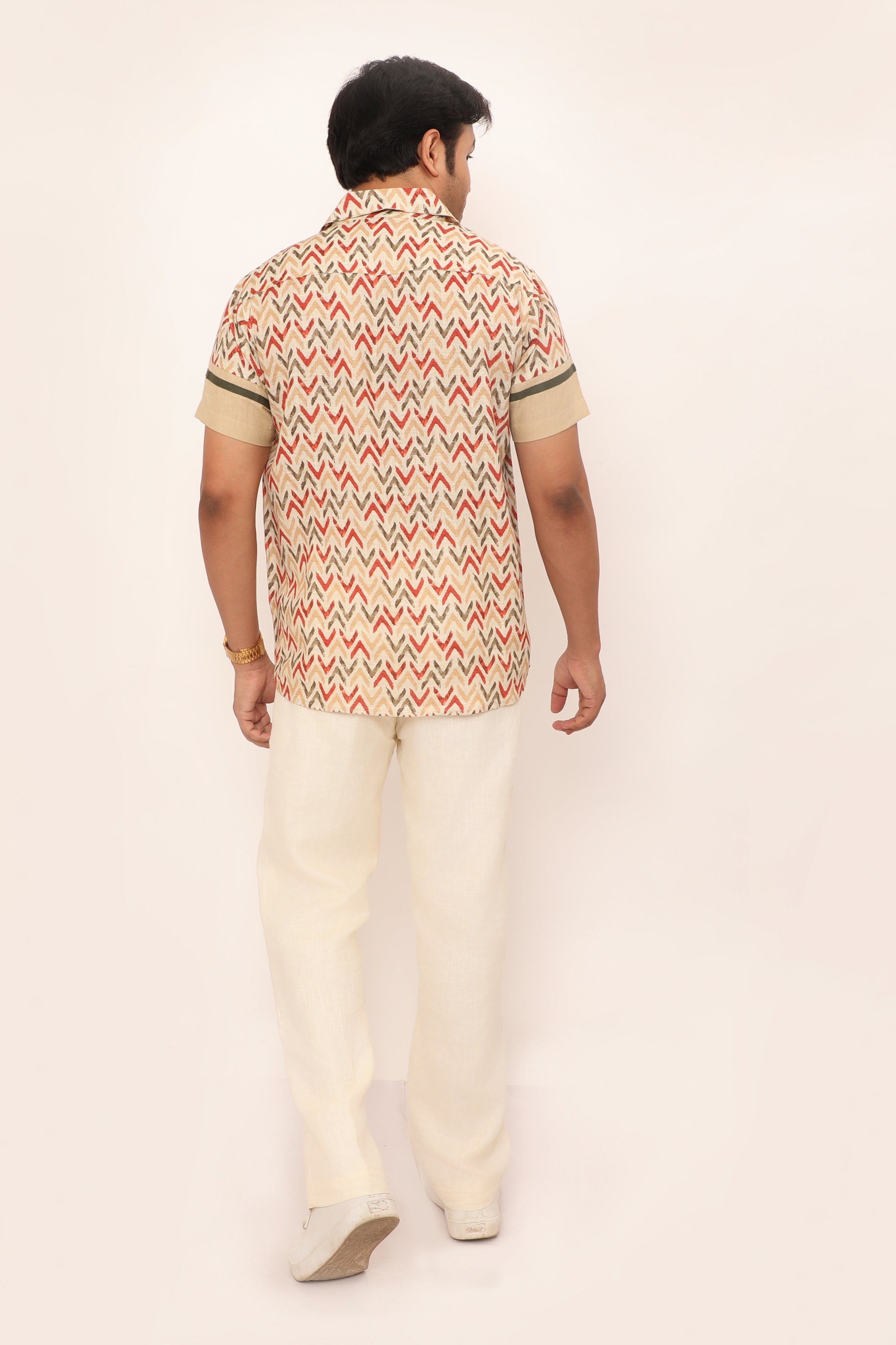 Nolan Shirt Chevron Beige