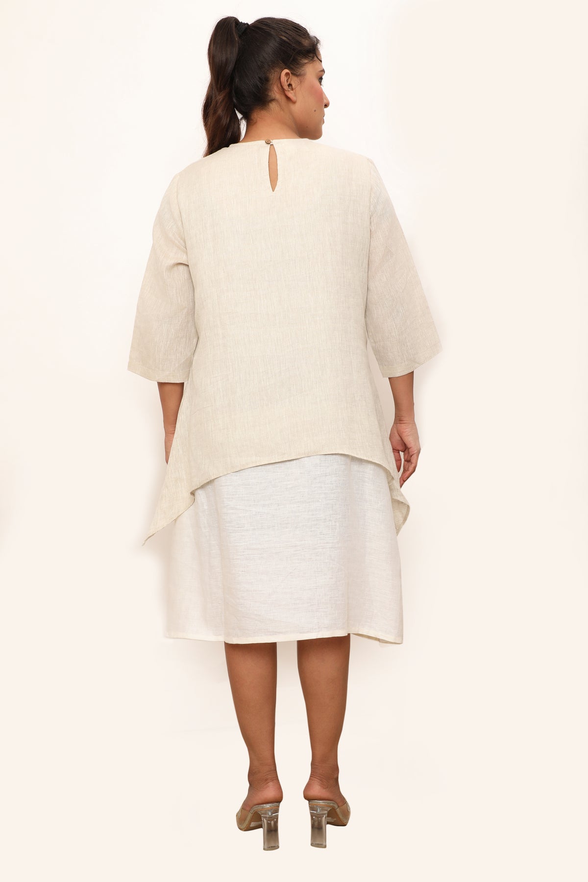 Sarah Dress Neutral Fil-à-fil