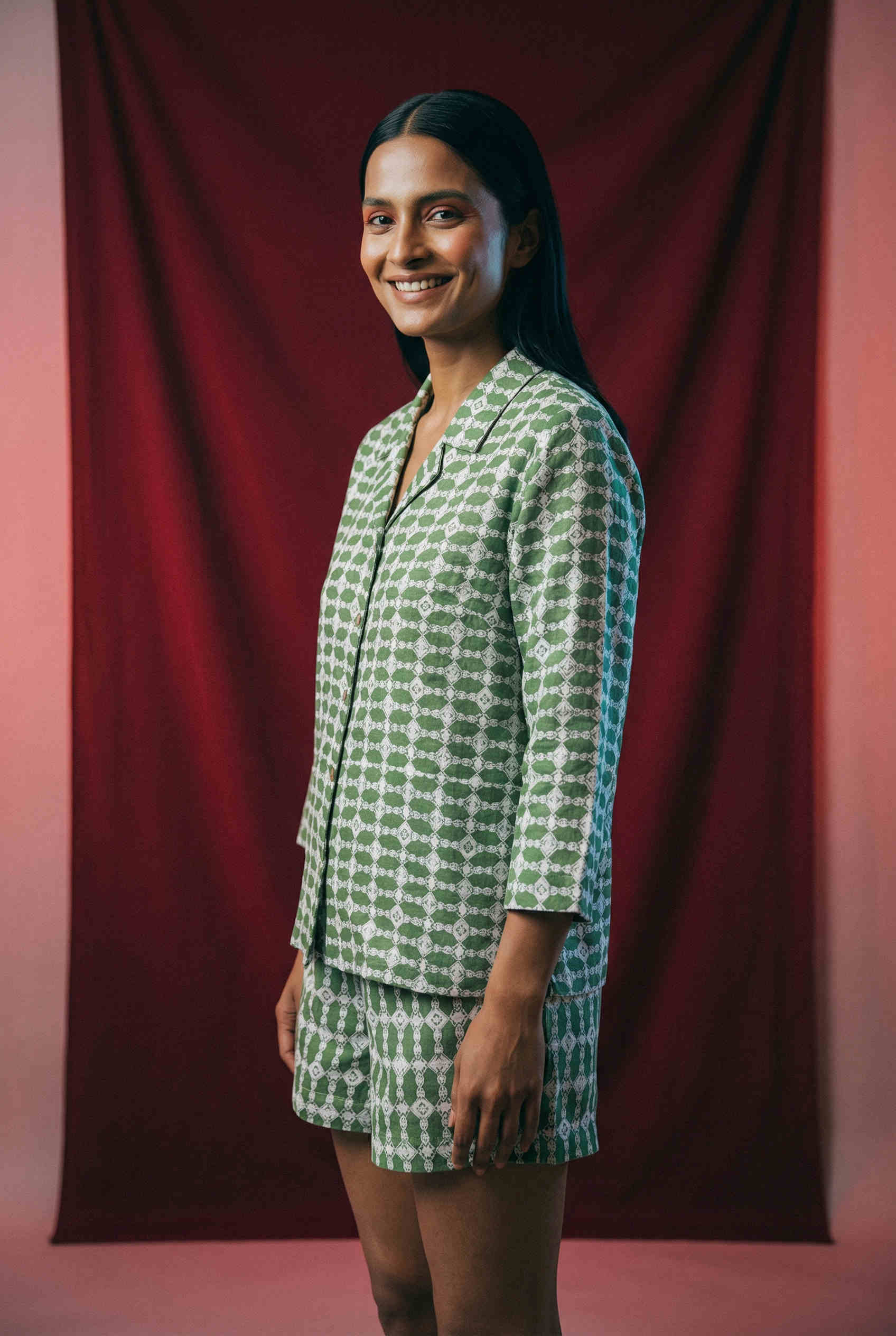 Vara Shirt Green Trellis