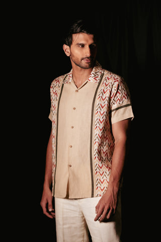 Nolan Shirt Chevron Beige