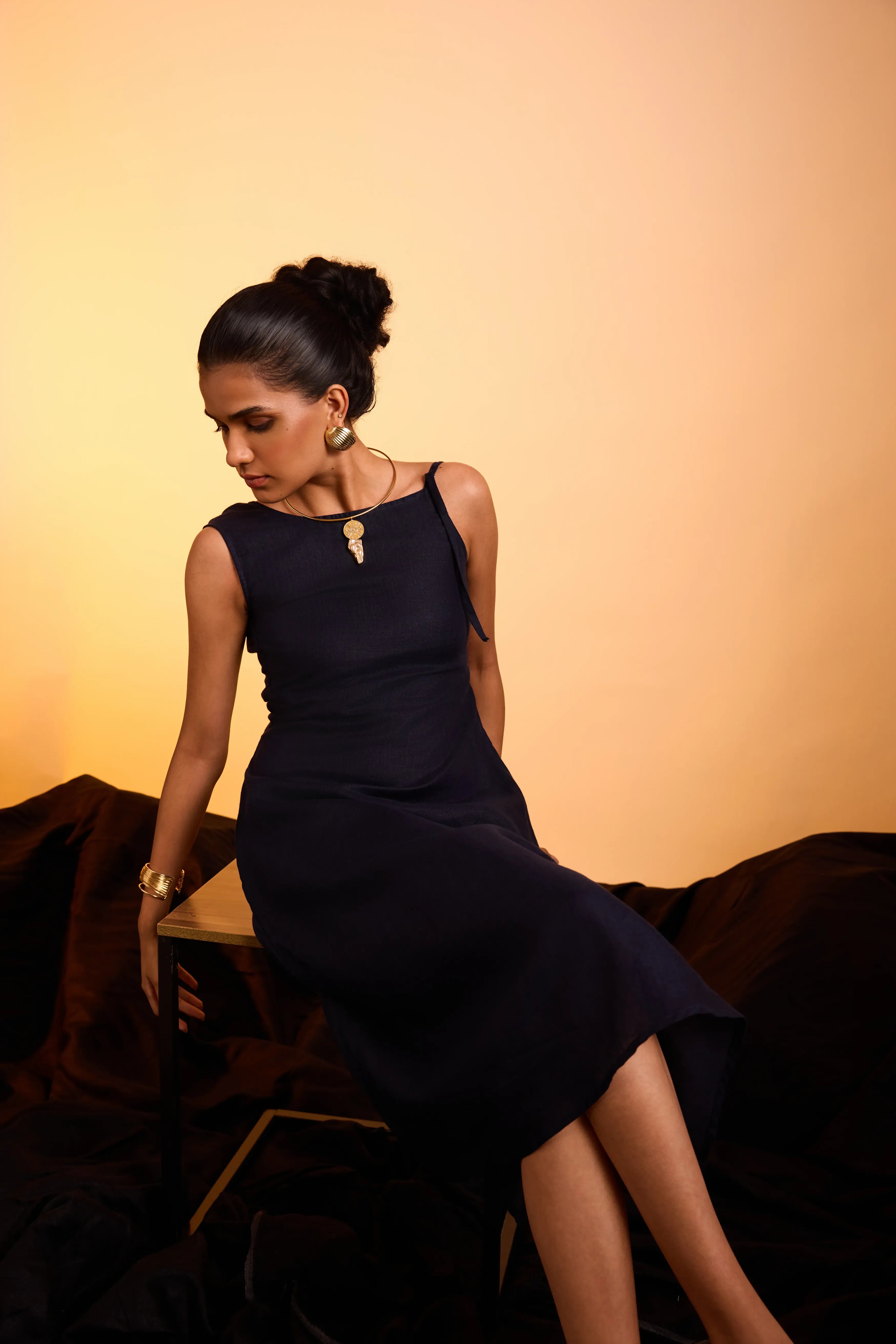 Rhea Dress Carbon Blue