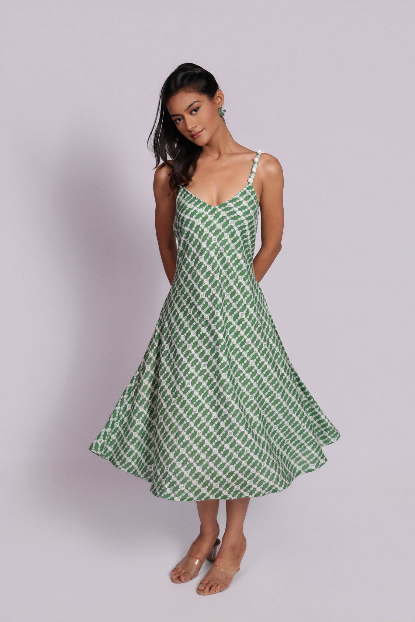 Siesta Dress Green Trellis