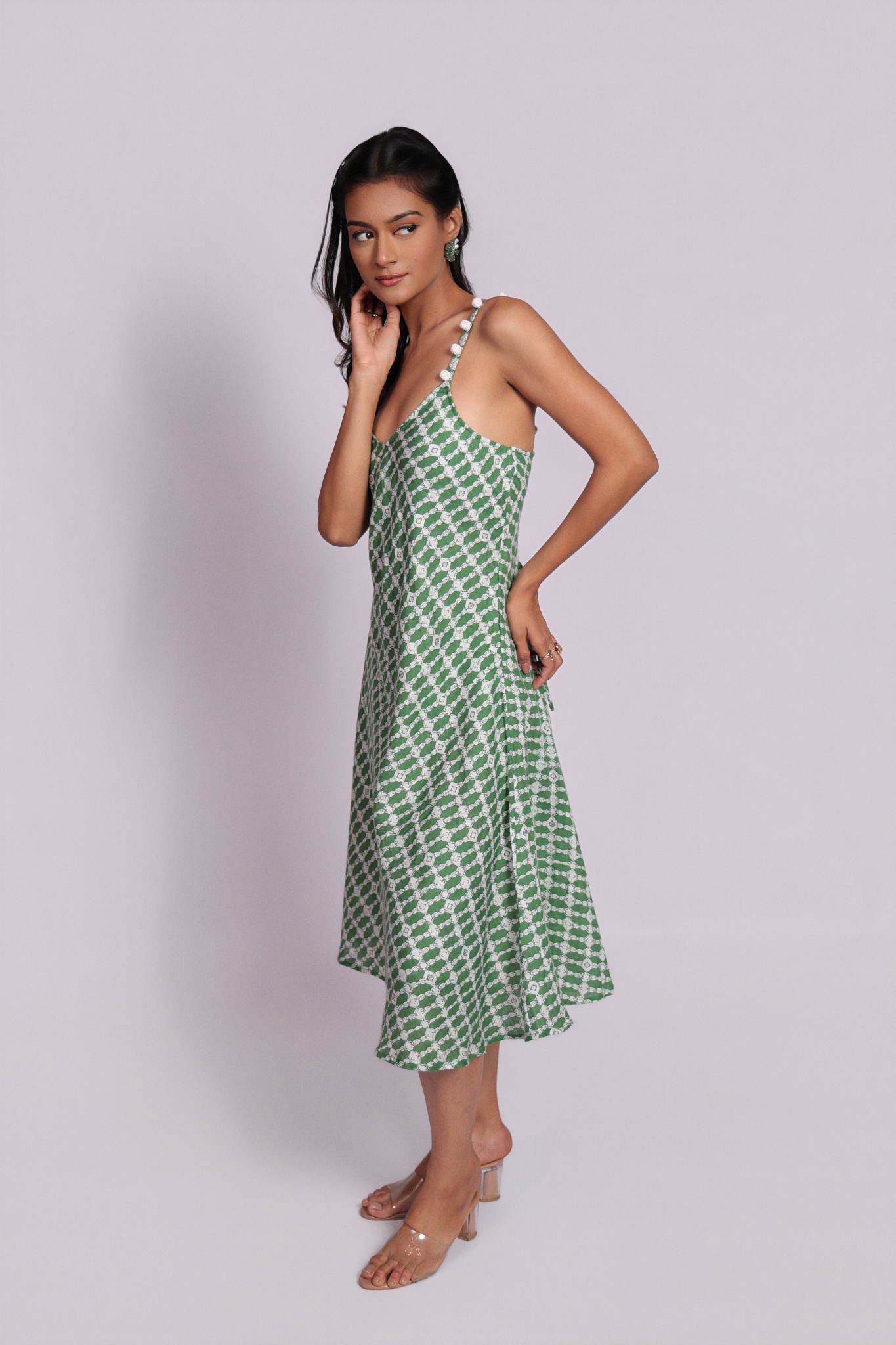 Siesta Dress Green Trellis