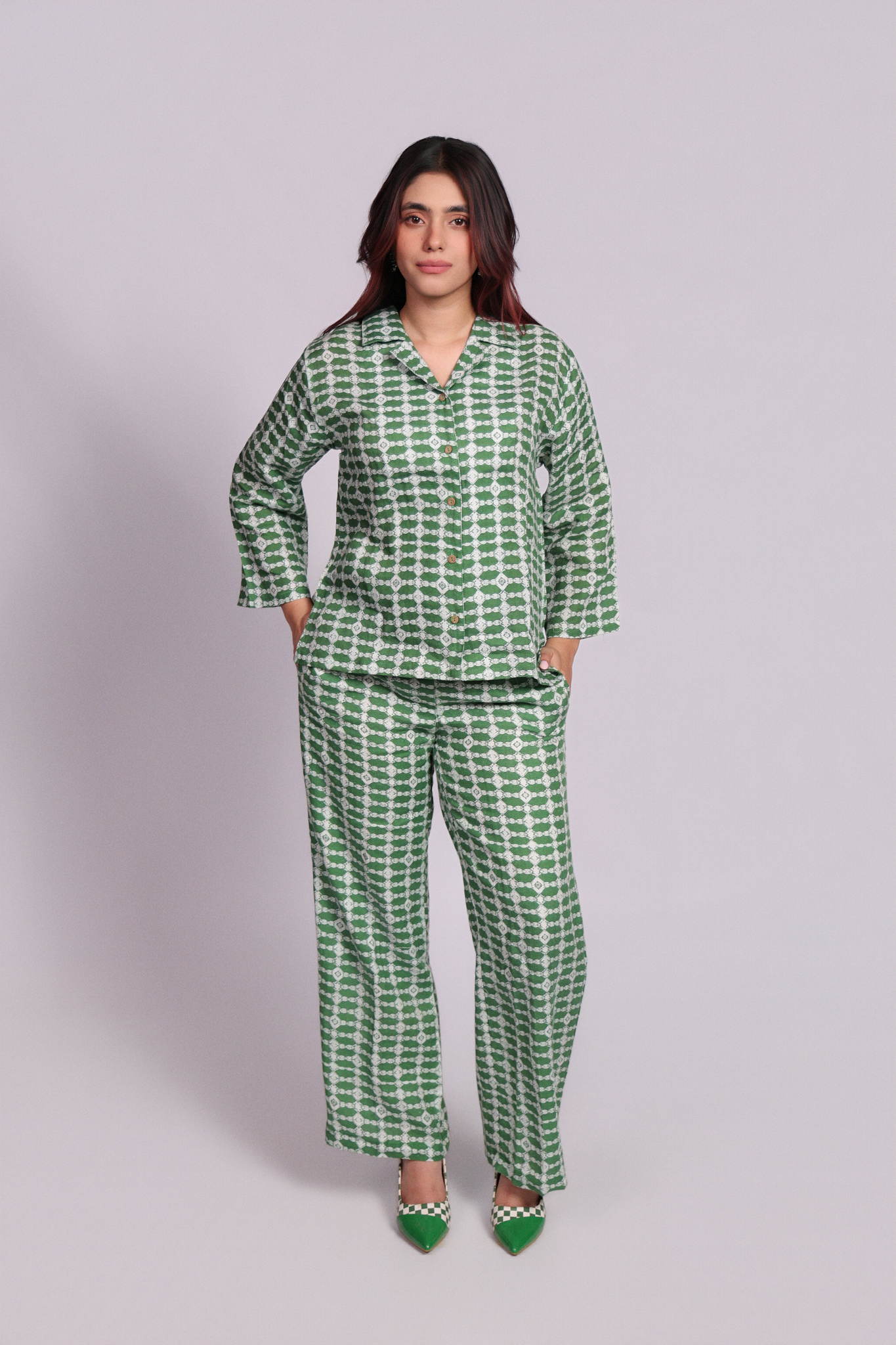 Aster Pants Green Trellis