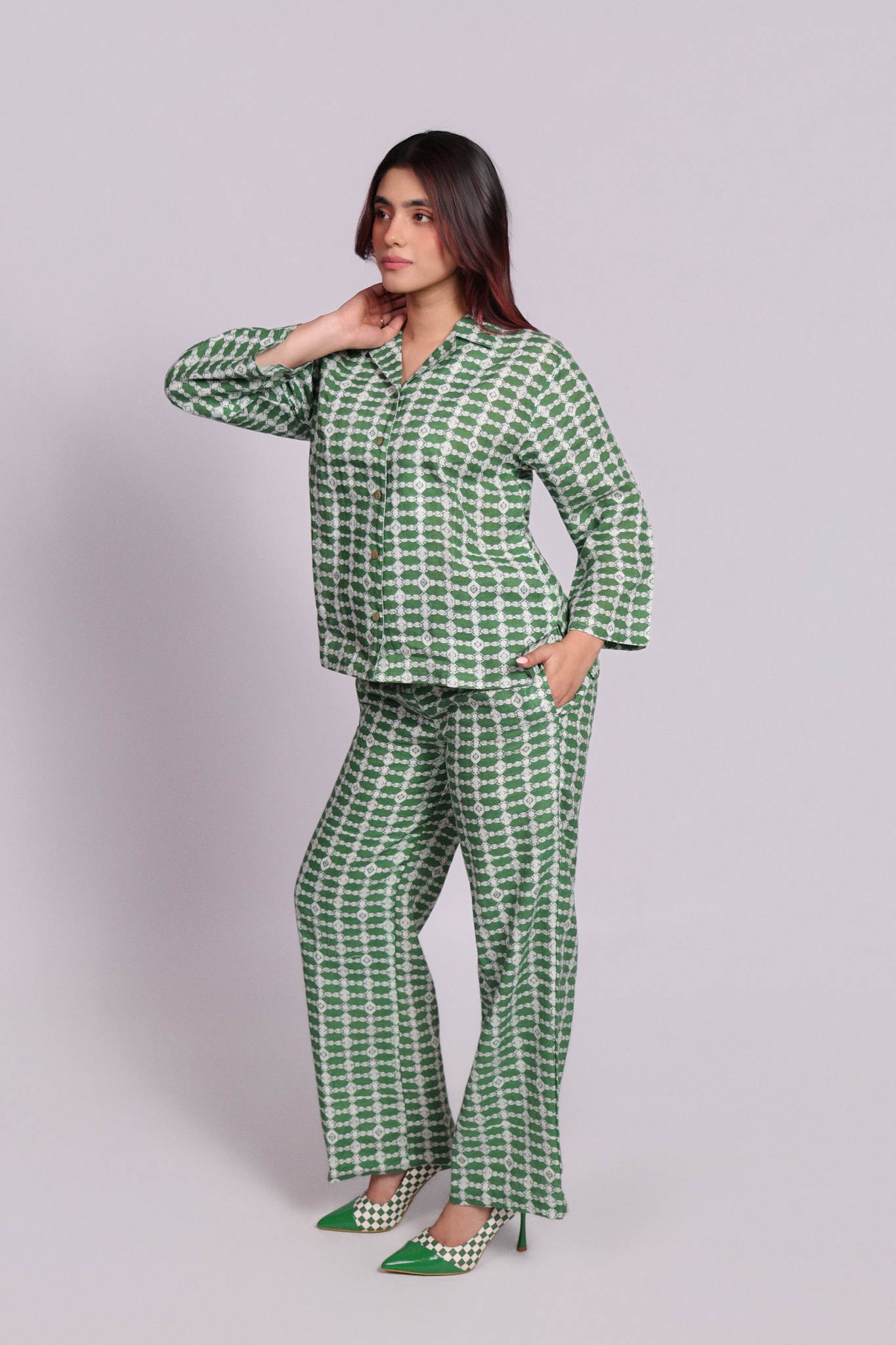 Aster Pants Green Trellis
