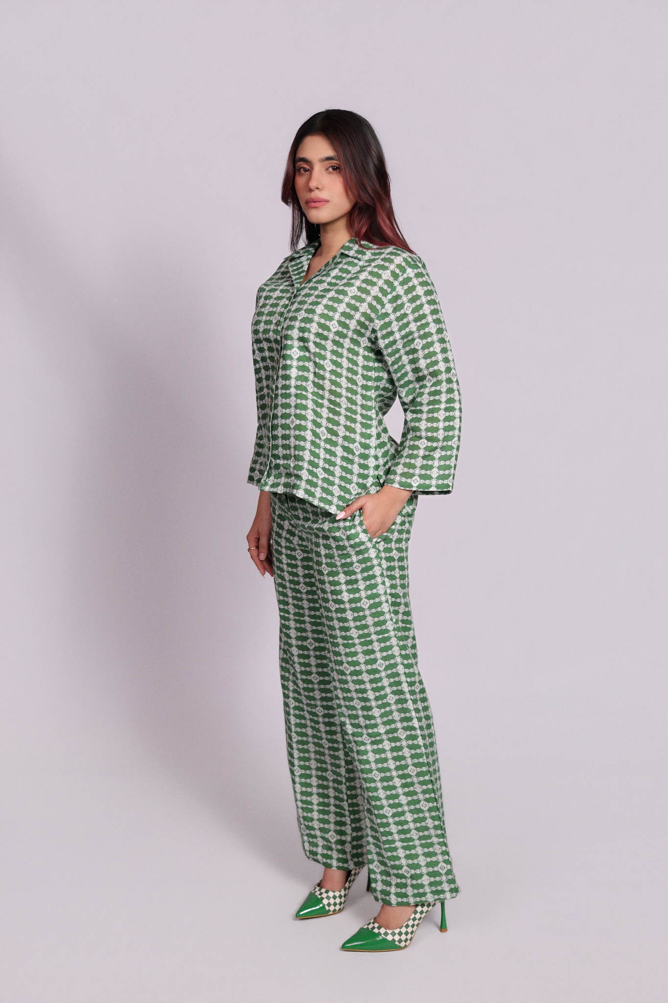 Aster Pants Green Trellis