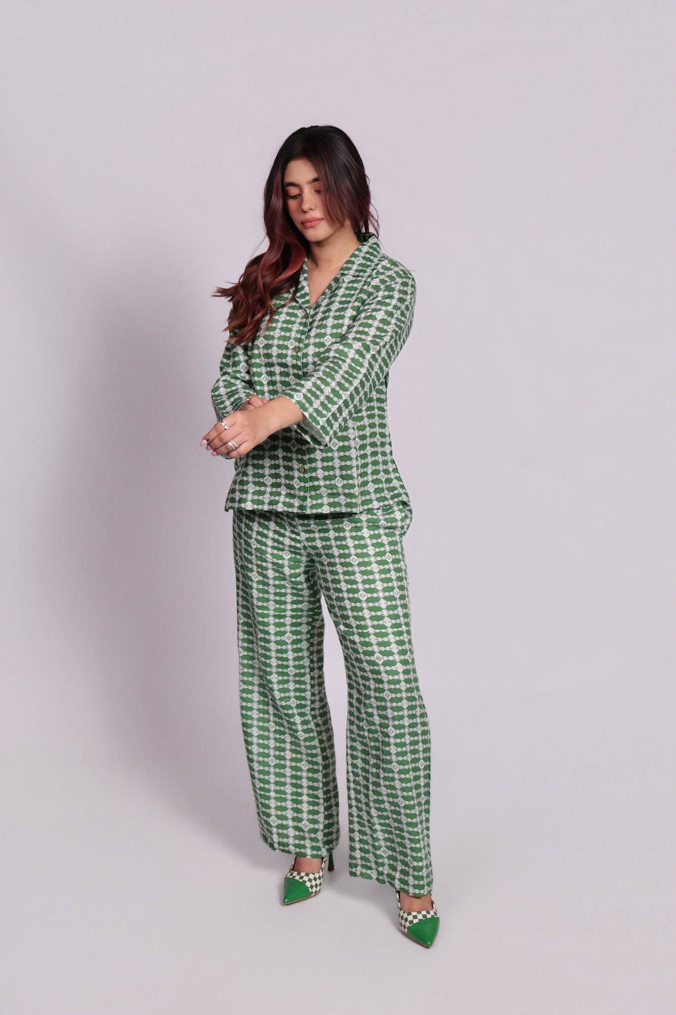 Aster Pants Green Trellis